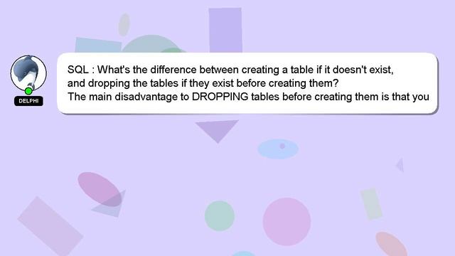 SQL : What's the difference between creating a table if it doesn't exist, and dropping the tables i смотреть онлайн
