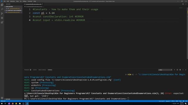 Nim for Beginners #17 Constants смотреть онлайн