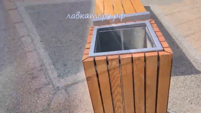 Скамейки без спинки из лиственницы СТ60л- 2Б и урна УМл- 63 от ЛАВКАТОРГ смотреть онлайн