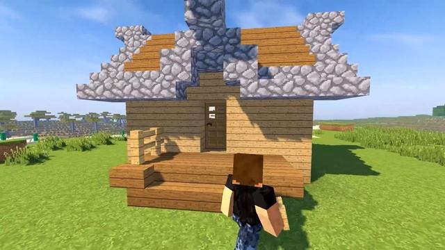 Маленький дом в Майнкрафт с огородом и шахтой - Как построить стартовый дом Minecraft смотреть онлайн