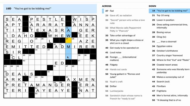 New York Times [MONDAY CROSSWORD PUZZLE Secret Formula for Success] смотреть онлайн