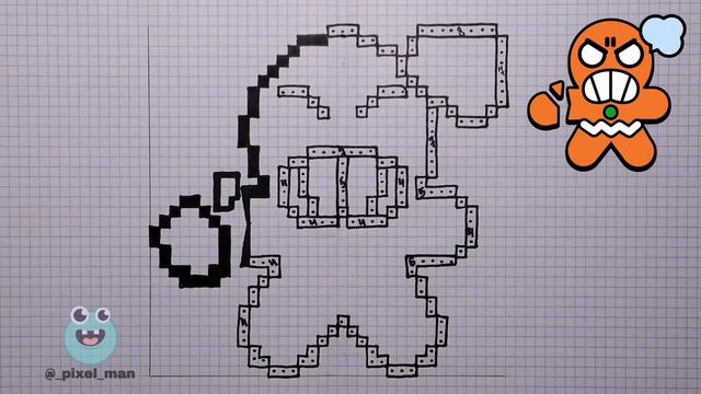 Как нарисовать новогодний значок печенье по клеточкам | Brawl Stars смотреть онлайн