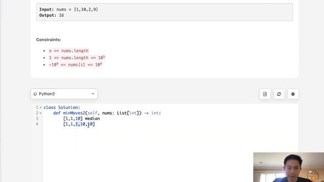 Leetcode - Minimum Moves to Equal Array Elements II (Python) смотреть онлайн