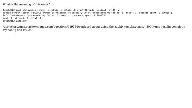 Unix & Linux: zabbix_sender error смотреть онлайн