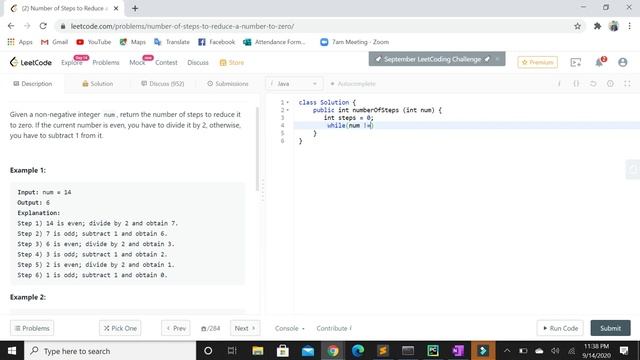 Leetcode#1342 - Number of Steps to Reduce a Number to Zero in Java (Balochi) смотреть онлайн