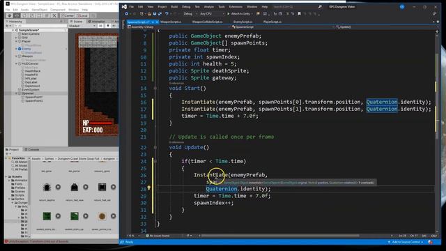 Unity Dungeon Crawler Tutorial 2D Game - Part 4 - Adding an Enemy Spawner - Code and Assets Include смотреть онлайн