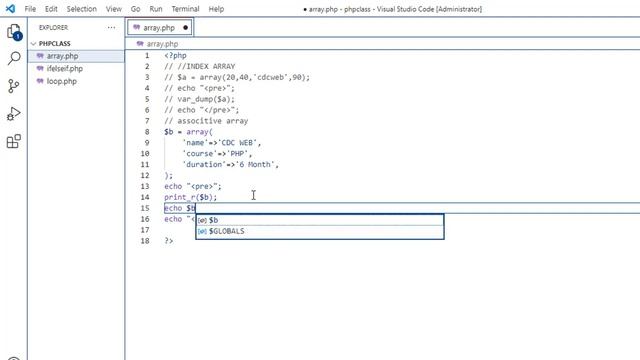 array in PHP (class 12) смотреть онлайн