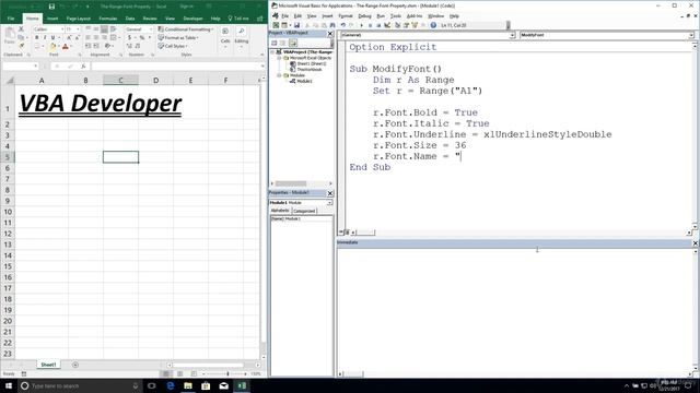 Excel VBA Programming - Range Actions | 6 - The Range Font Property смотреть онлайн