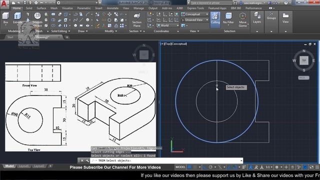 Autocad 3D Practice Drawing | Exercise 12 | Autocad 3D Example Tutorial смотреть онлайн