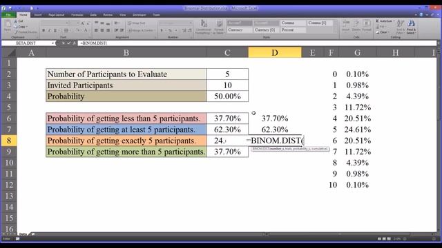 Binomial Distribution Function in Excel смотреть онлайн
