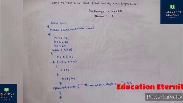Programming in JAVA To Count no of even digits present in a number ICSE/ISC Number Programming смотреть онлайн