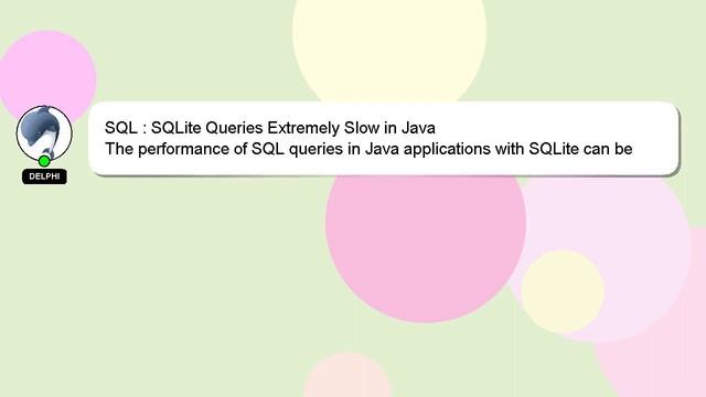 SQL : SQLite Queries Extremely Slow in Java смотреть онлайн