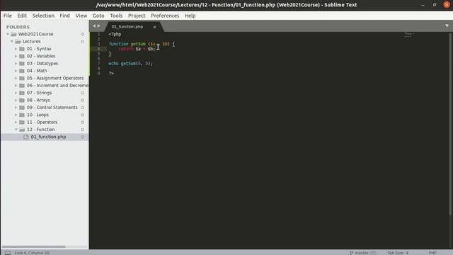 45 PHP Web Development 44 User Defined Function смотреть онлайн