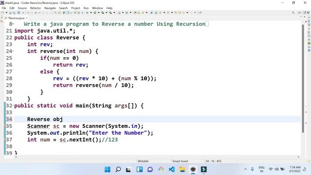 Reverse a number using recursion | Recursion Function смотреть онлайн