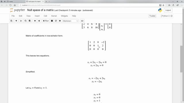 Null space of a matrix using sympy смотреть онлайн