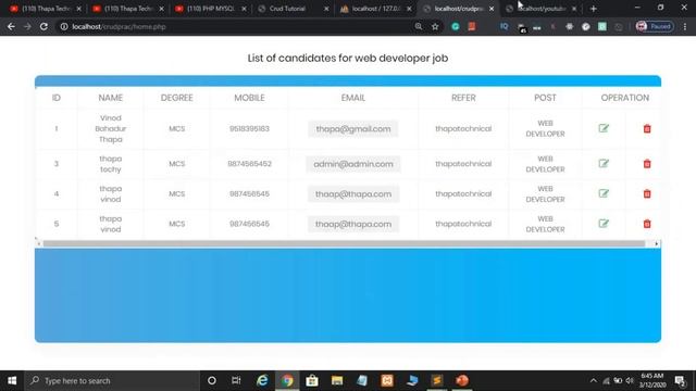 How to Select Data from Database in PHP & Display in Table Format | PHP MySQLI Tutorial in Hindi #5 смотреть онлайн