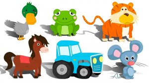 Песенка для детей - Синий Трактор и Смешные Животные. Учим звуки разных животных