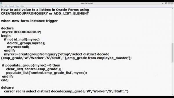 How to add Values dynamically To ListBox In Oracle Forms.