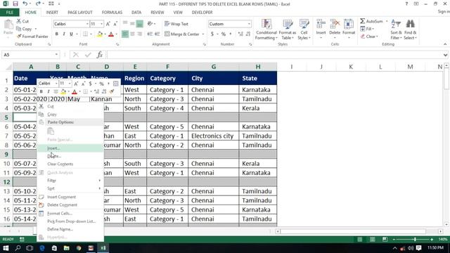 PART 115 - DIFFERENT WAYS TO DELETE BLANK ROWS IN EXCEL (TAMIL) | Kallanai YT смотреть онлайн