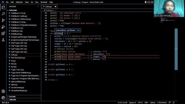 Pemrograman Python - Konversi Suhu menggunakan If - Elif - Else смотреть онлайн