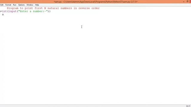 Python program to print first N natural numbers in reverse order смотреть онлайн