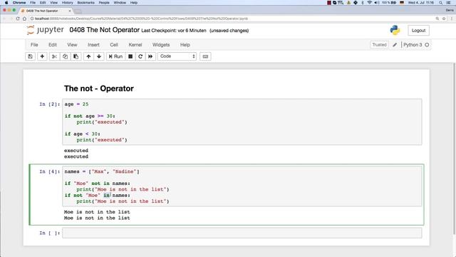 #16 Python Tutorial for Absolute Beginners - Not Operator смотреть онлайн
