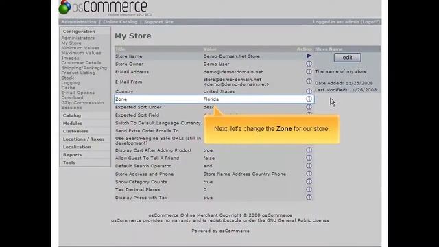 Configuring osCommerce store options in CPanel смотреть онлайн