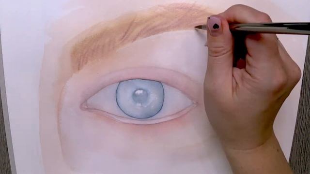 Как нарисовать глаз акварелью. Как смешать цвет кожи. Урок для начинающих. смотреть онлайн