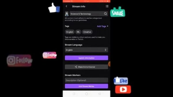 How to find Stream url or Share url of twitch in mobile