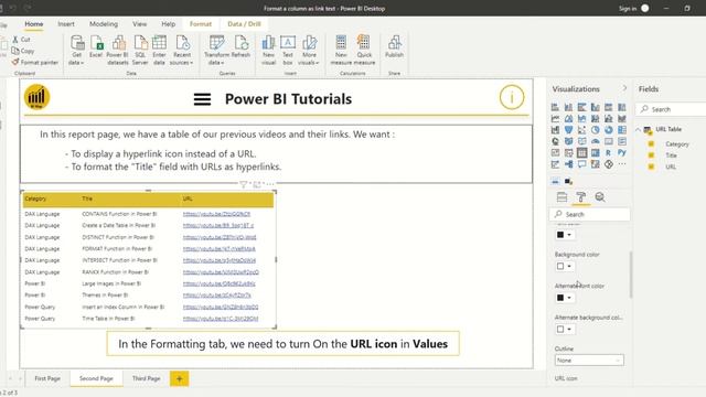 Format link text as a hyperlink and Display icon in Power BI смотреть онлайн