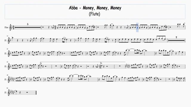 Abba Money, Money, Money - Flute   Free Sheet Music