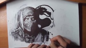 drawing mortal kombat/scorpion and sub-zero