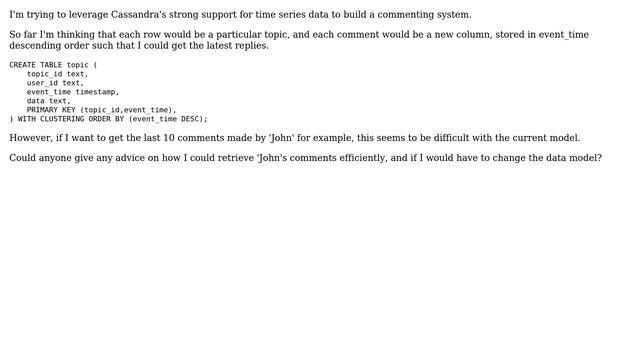 Databases: Date model for commenting system stored in a key-value NoSQL DB? смотреть онлайн