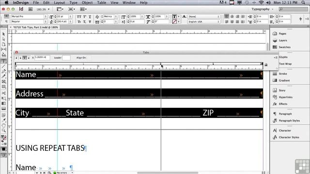 Adobe InDesign CS6 Tutorials | Tab Tips Pt2 | InfiniteSkills