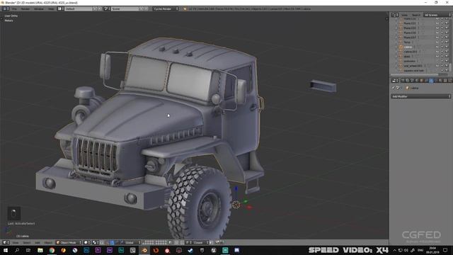 ПОДГОТОВКА 3D МОДЕЛИ УРАЛ-4320 К РАЗВЕРТКЕ В RIZOMUV / SP P1