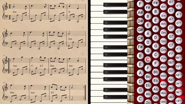 Easy Accordion Tutorial - Katyusha Russian Song (Катюша) смотреть онлайн