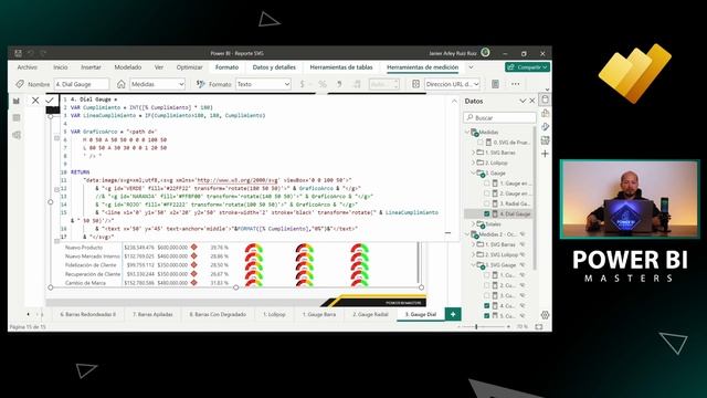 18. Dial Gauge SVG con 3 Colores Para Power BI смотреть онлайн