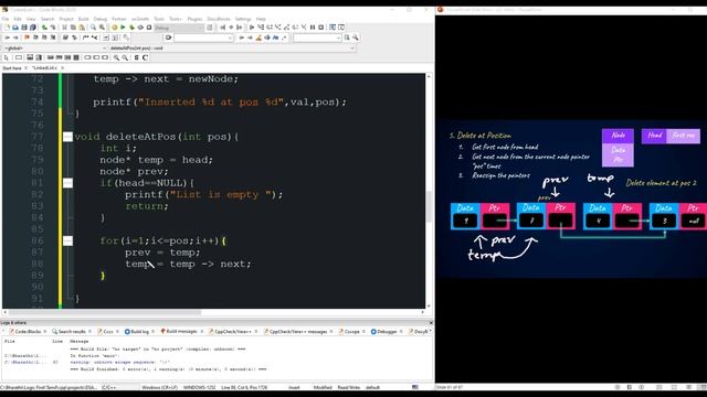 Implementation of Linked List in C/CPP | Insert and delete at any position | DSA in Tamil смотреть онлайн
