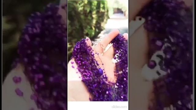 Фіолетове кольє з бісеру, бісерна павутинка, фіолетове намисто з бісеру, пишне жіноче кольє на шию смотреть онлайн