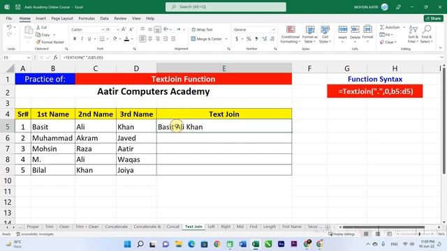 ?️ Text Join Function Explained in Urdu / Hindi | Learn MS Excel with Aatir Academy 2022 смотреть онлайн