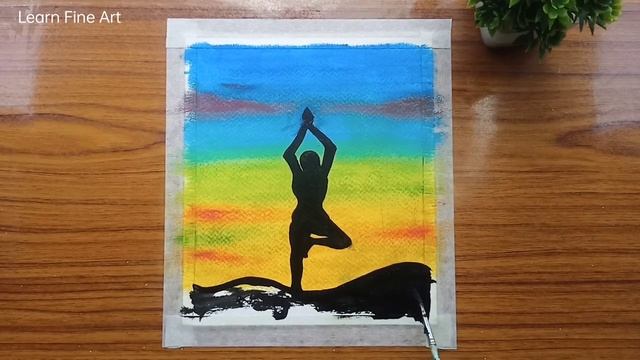 International yoga day drawing with oil pastel | yoga day painting смотреть онлайн