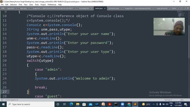 JAVA(Input using Console class)FOR BCA 3RD YEAR,PPU,31-01-22 смотреть онлайн