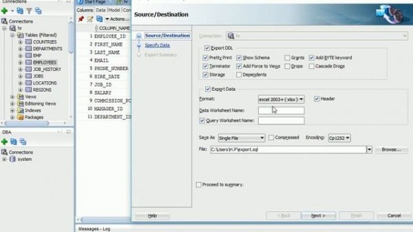 Export Tables to Excel by using Oracle SQL Developer