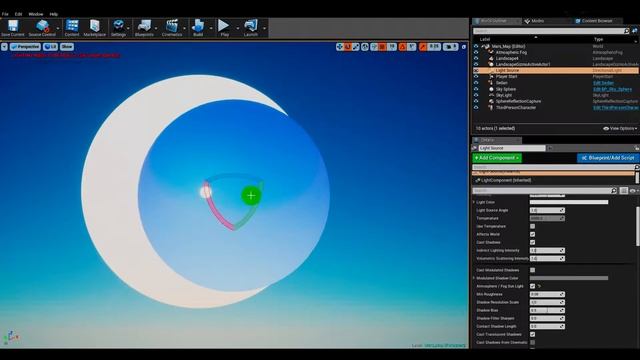 Unreal Engine 4, изменение размера солнечного диска через Skybox (Sky sphere) смотреть онлайн