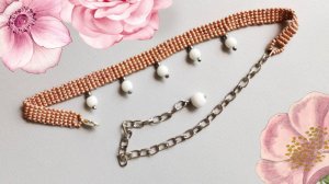 Нежный ЧОКЕР ИЗ БИСЕРА методом ручного ткачества. Бисероплетение для начинающих