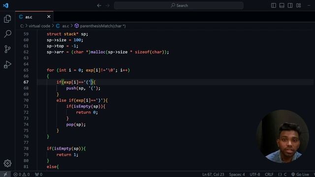 #17 Multiple Parentheses Matching using Stack | DSA Using C | VIRTUAL CODE смотреть онлайн