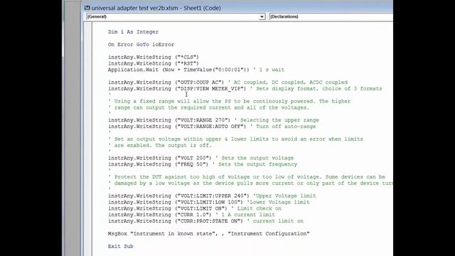 Visual Basic for Excel programming AC source voltage and frequencies reading measurements смотреть онлайн