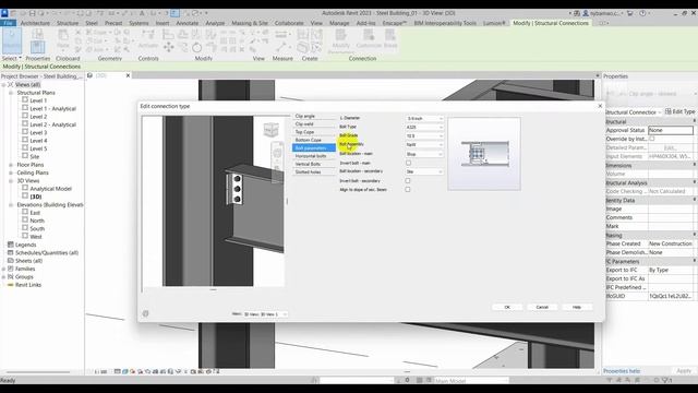 #001-STEEL CONNECTION IN REVIT 2023 смотреть онлайн