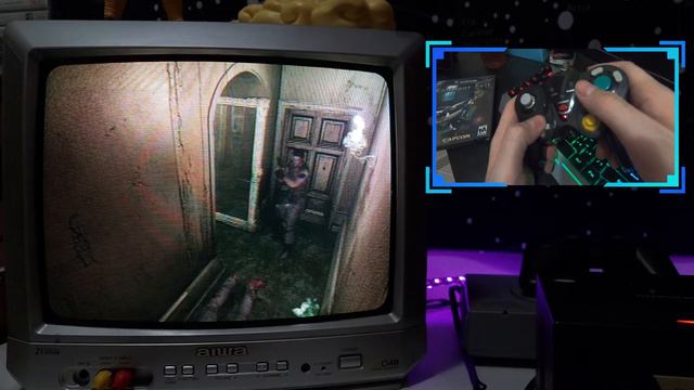 Resident Evil 1 Remake Gameplay on an original GameCube with a CRT TV смотреть онлайн