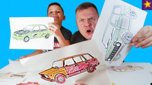 3 Машинки МАРКЕР Челлендж Что Игорюша придумал для Папы Видео для детей